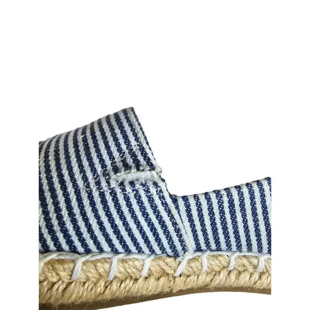 Adam Tucker Me Too Womens Sz 6 Stripe & Beige Leather Nautical Espadrilles Flat